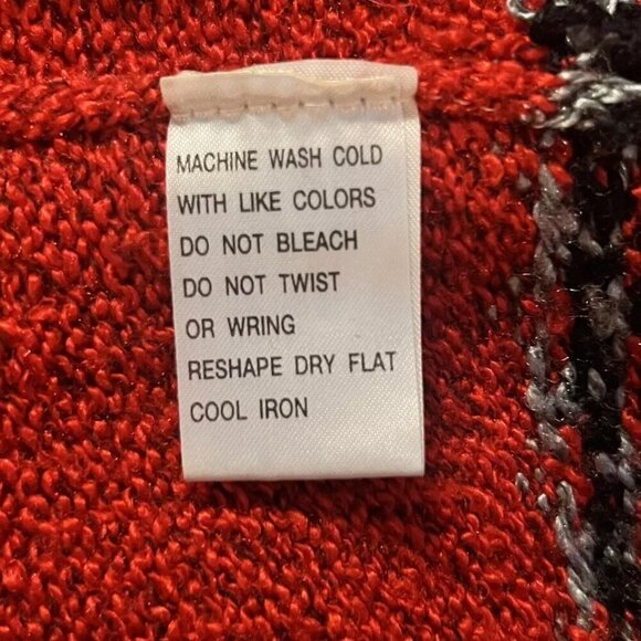 Carolyn Taylor Ski Sweater. Size Large. Red Fuzzy Knit Acrylic Poly. B74 - Picture 5 of 5